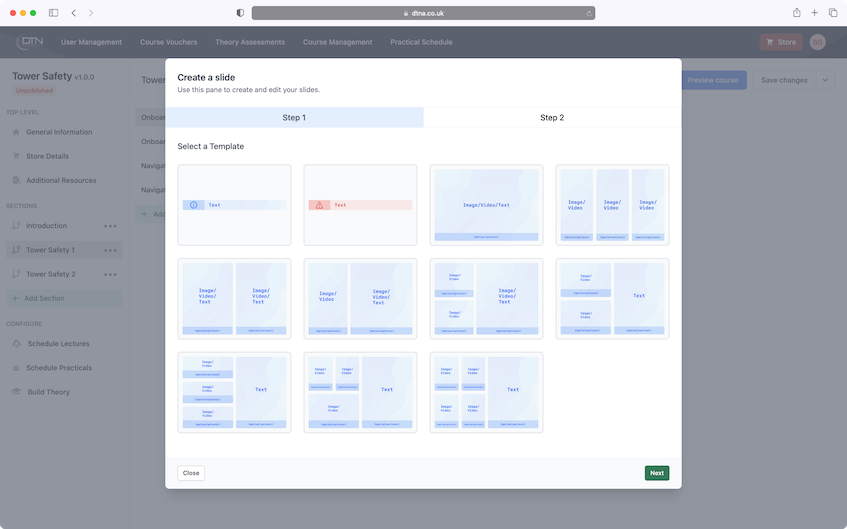 collection of DTN Academy training platform screenshots